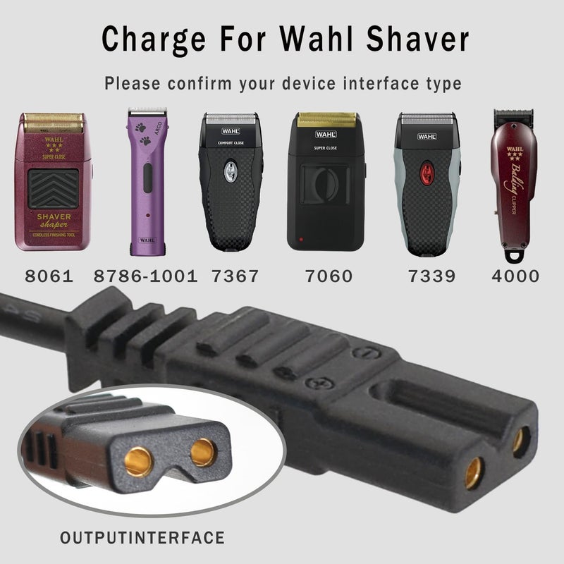 BOEEA 2V Charger Replacement for Wahl Shaver Shaper 8061, 8163, 8786-1001, 7367, 7029, 7060, 7035, 7339, 4000, 7063-017, ‎7065-017, WAKH4, 7064-017, 7061-917, 5-Star Series Trimmer Clipper Power Adapter - Image 2